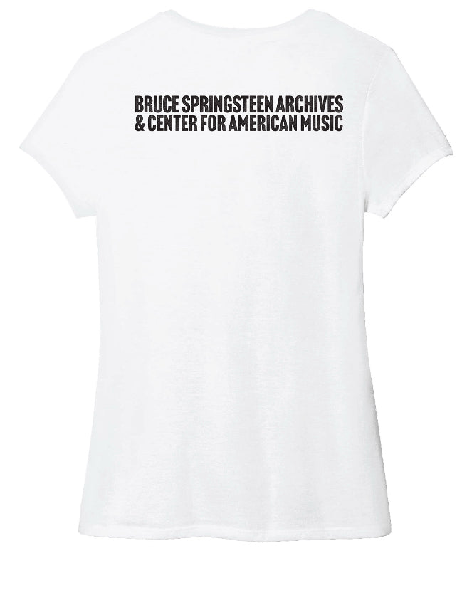Ladies "Born to Run" Limited Edition White T-Shirt Featuring Bruce Springsteen