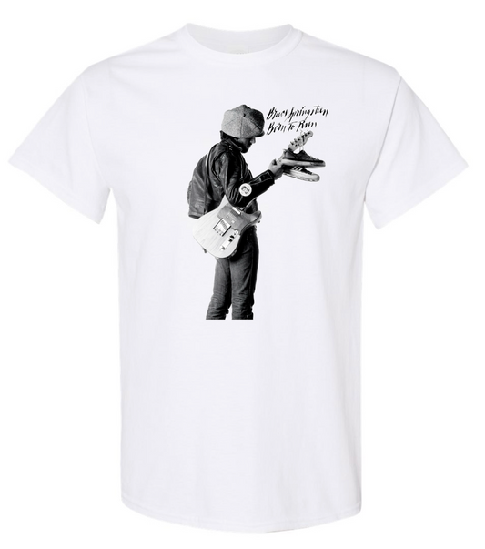 Unisex "Born to Run" Limited Edition White T-Shirt Featuring Bruce Springsteen